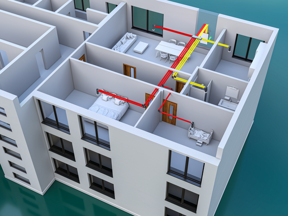 Rendering Zehnder ComfoAir Fit 100 Comfortable indoor ventilation Angled view