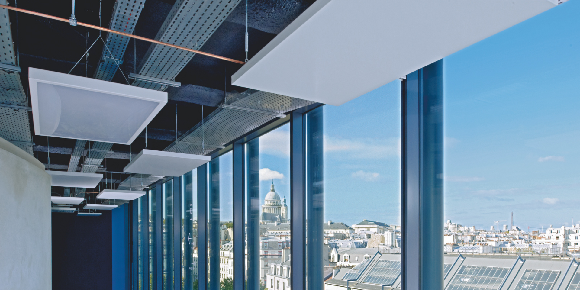 university Pierre and Marie Curie, France, Paris, Segelausführung, integrated lighting element, corridor, integrated lighting, Ceiling canvas