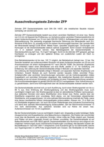 Ausschreibungstexte Deckenstrahlplatte Zehnder ZFP