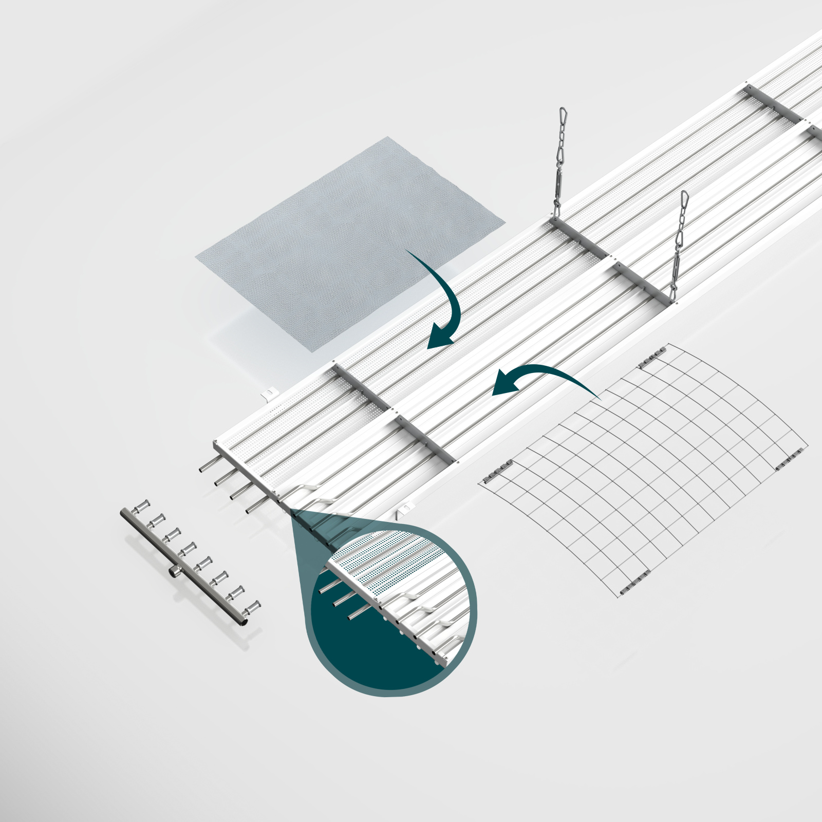 Cut-Out Zehnder ZFP Heating and cooling ceilings Angled view