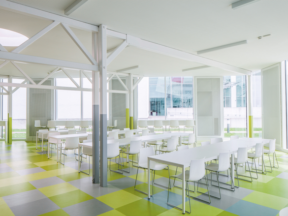 Hochschule Offenburg, FH Offenburg, Mensa, PAM, closed ceiling, plasterboard ceiling, perforated design, reference project, Objektreportage, Deutschland