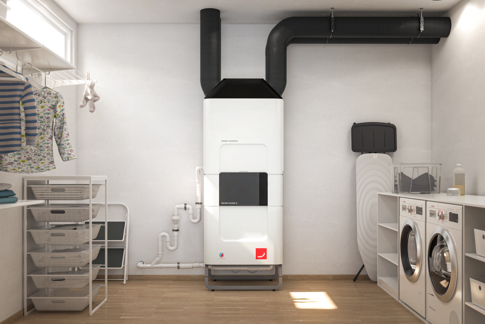 Rendering Zehnder ComfoClime Q Comfortable indoor ventilation Front view