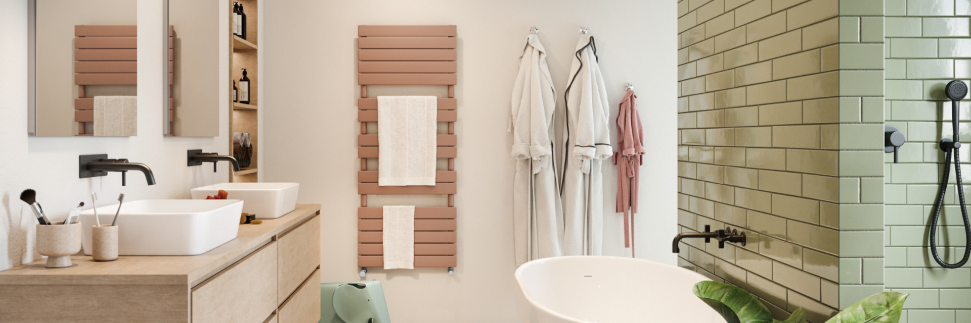 Rendering Zehnder Roda Spa Decorative radiator Front view