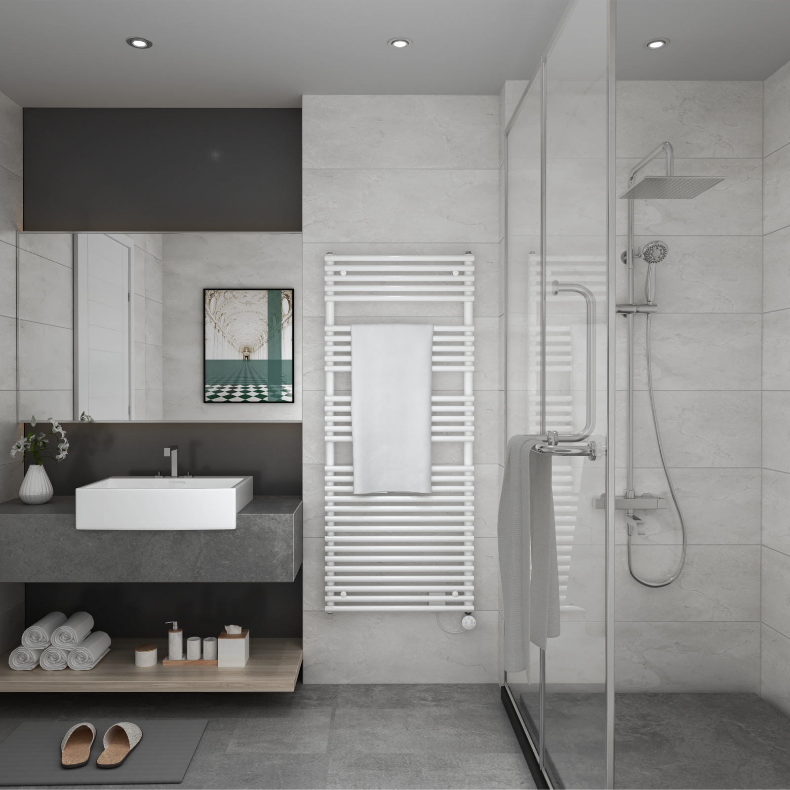 Rendering Immersion Heater Timer (IHT) Decorative radiator Front view