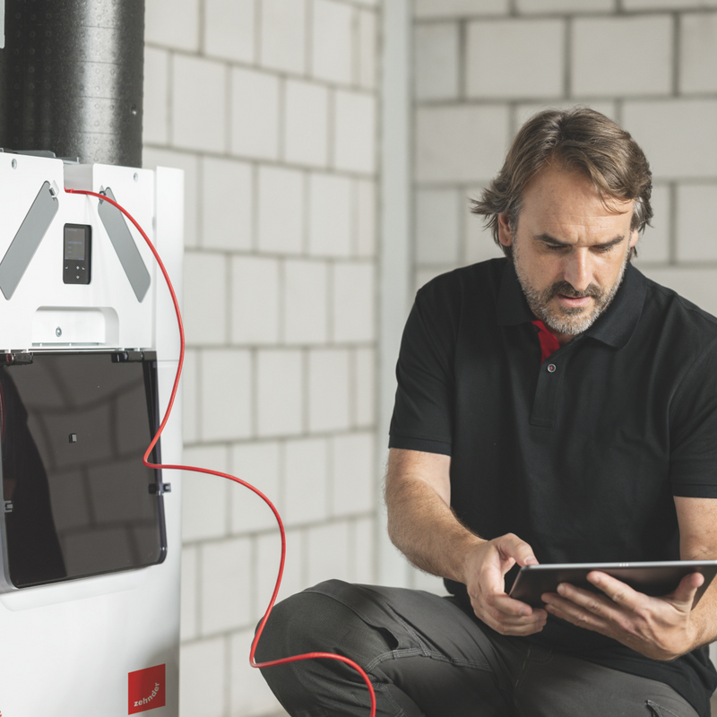 CA Q, comfo Air Q, Installer, Shooting, people, basement, technical room,