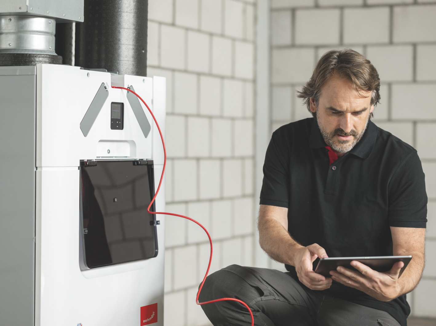 CA Q, comfo Air Q, Installer, Shooting, people, basement, technical room,