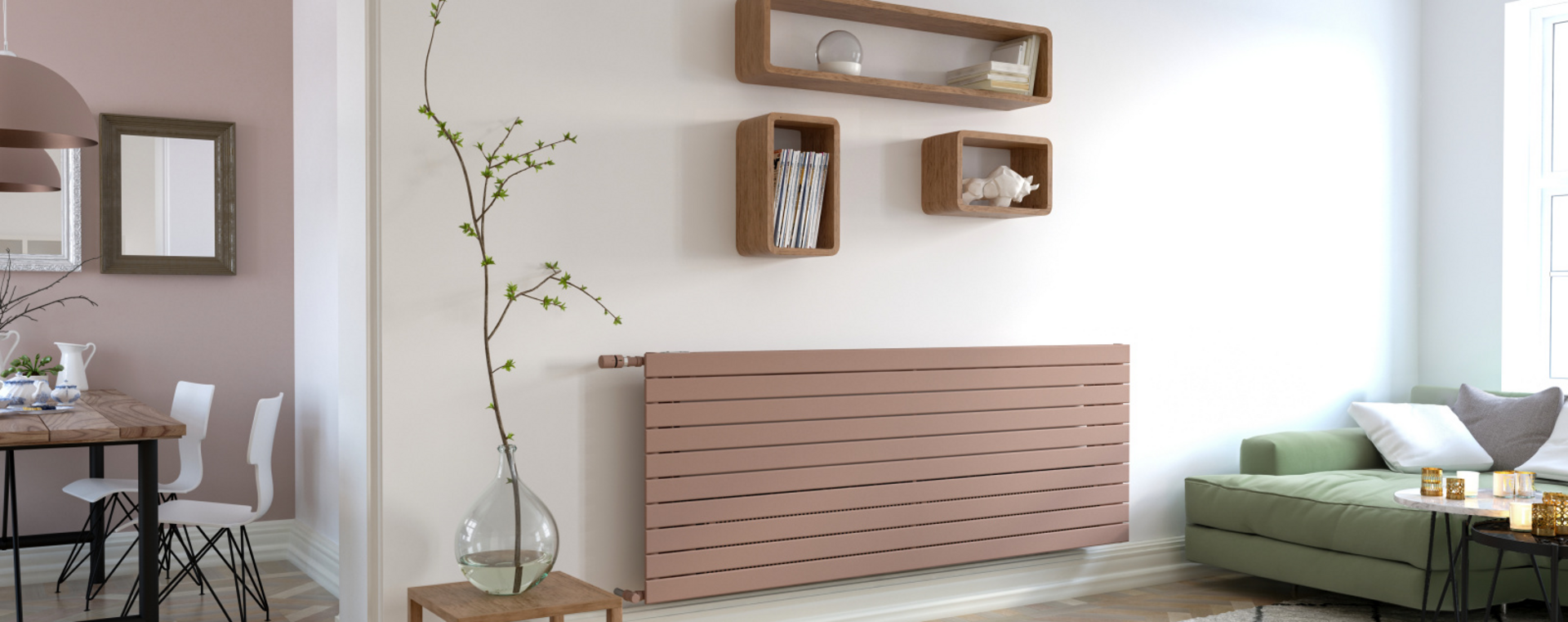 Zehnder, Nova Neo, Living room, classic building, wooden floor, fishbone flooring, 3d rendering, VNX2 074-200 (fig 1270),