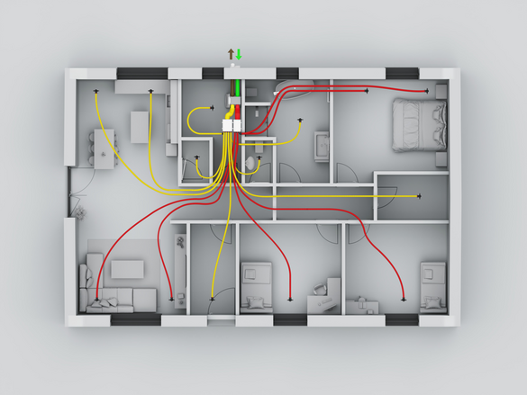Rendering Zehnder ComfoValve Luna E125 Decorative radiator Top view