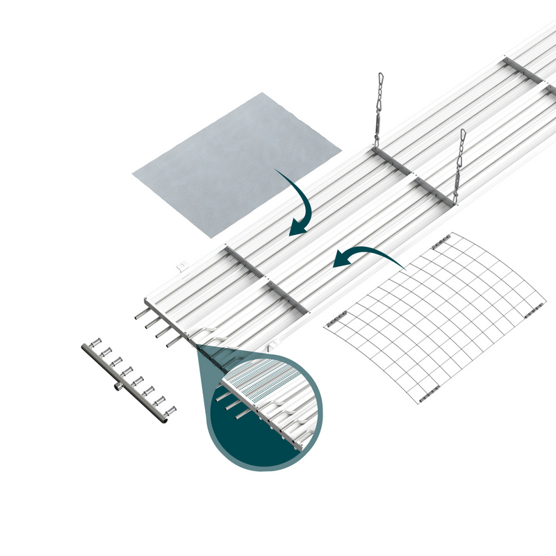 Cut-Out Zehnder ZFP Heating and cooling ceiling system Angled view